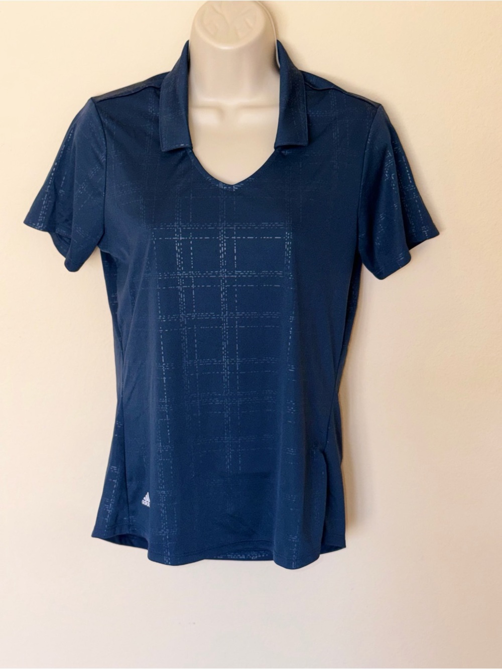 Adidas Navy V‑Neck Short Sleeve Polo